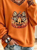 Retro Pumpkin Halloween Pattern Art Print Casual Long Sleeve Sweatshirt