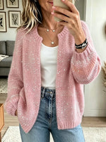 Women's Sequin Open Front Fluffy Cardigan