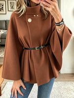 Women's Belted Funnel Neck Cape Coat