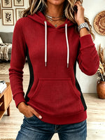 Women's Colorblock Kangaroo Pocket Waffle Knit Hoodie
