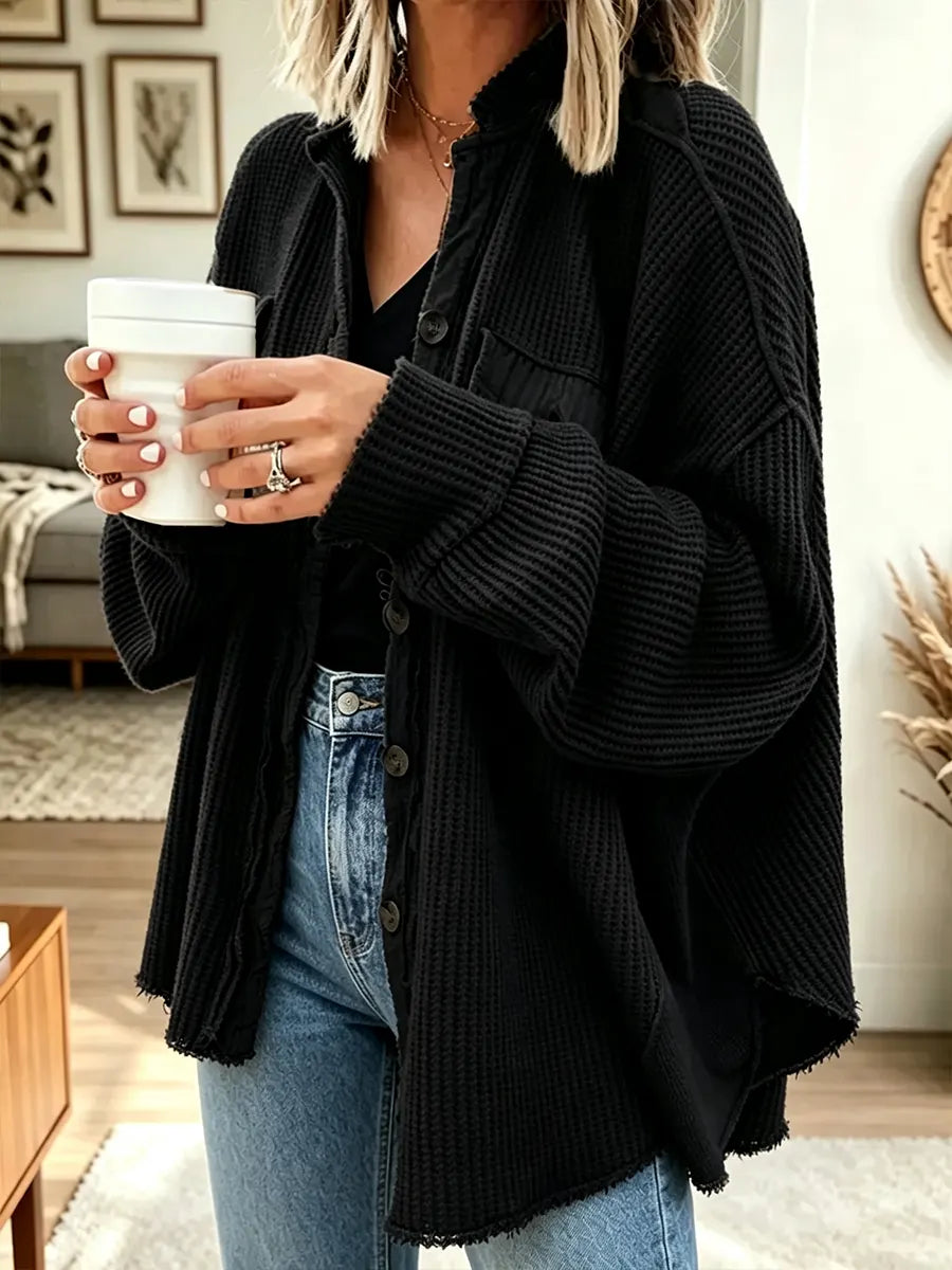 Women's Casual Collared Irregular Shirt Coat