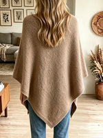 Women's Asymmetrical Hem Cashmere-Blend Poncho Sweater