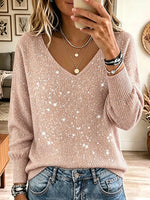 Vintage Elegant Glitter Knit Shirt