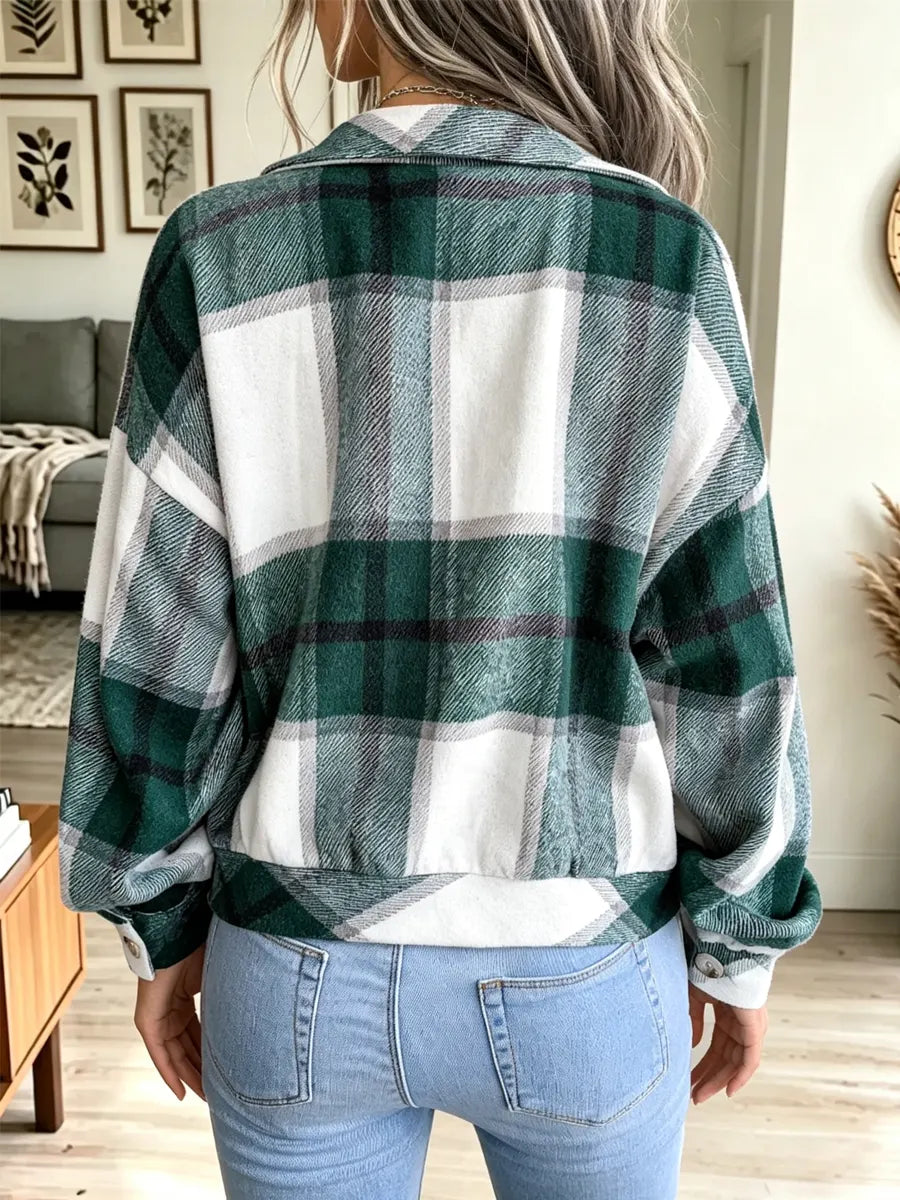 Retro Plaid Pattern Art Casual Lapel Stylish Long Sleeve Coat