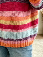 Women's Multi-Color Striped Chunky Knit Cardigan