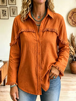 Women's Fringe Trim Button-Down Shirt