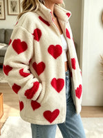 Women's Casual Loose-fit Heart Zipper Coat