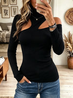 Women's Cutout Mock Neck Knit Top