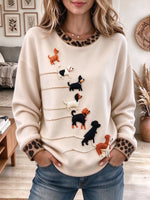 Women's Dog Embroidery Sweatshirt