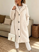Retro Warm Art Button Cashmere Casual Stylish Lapel Long Sleeve Coat