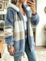 Women's Color-block Warm Hooded Coat