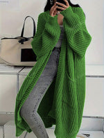 Oversized Long Open Front Knit Cardigan Women Chunky Sweater Coat With Pockets