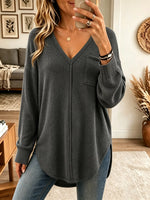 Women's V-Neck High-Low Knit Tunic Top