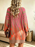 Women's Zebra Print Distressed Knit Sweater Dress