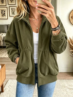 Women's Full-Zip Ribbed Knit Bomber Jacket