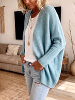 Oversized Open Front Ribbed Knit Cardigan
