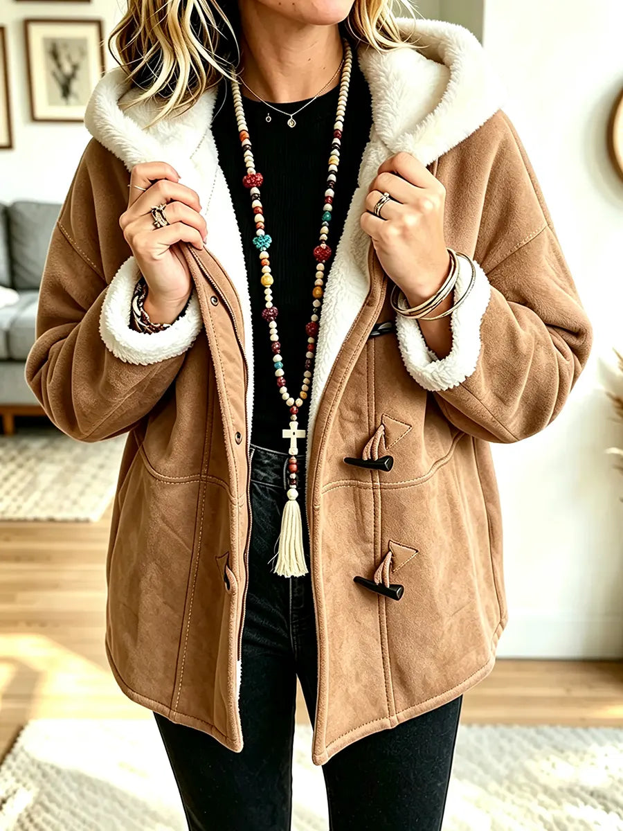 Women's Retro Toggle Button Hooded Coat