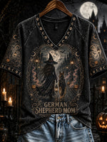 Women's German Shepherd Mom Starlight Witch Graphic T-Shirt