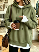 Women's Layered Drawstring Pullover Hoodie