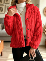 Retro Cozy Loose Fuzzy Fleece Art Casual Stylish Long Sleeve Coat