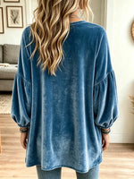 Women's Tiered Ruffle Velvet Babydoll Blouse