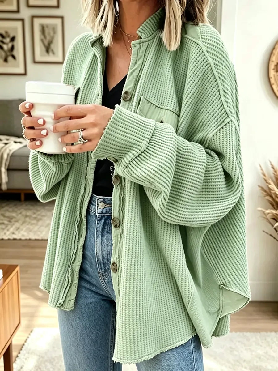 Women's Casual Collared Irregular Shirt Coat