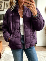 Women’s Stand Collar Zip Up Lightweight Short Padded Coat