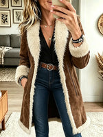 Women's Vintage Turn-down Collar Fleece Warm Jacket