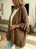 Women's Ruffle Sleeve Open-Front Cardigan