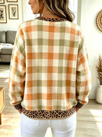 Retro Plaid Autumn Pattern Art Print Casual Long Sleeve Sweatshirt