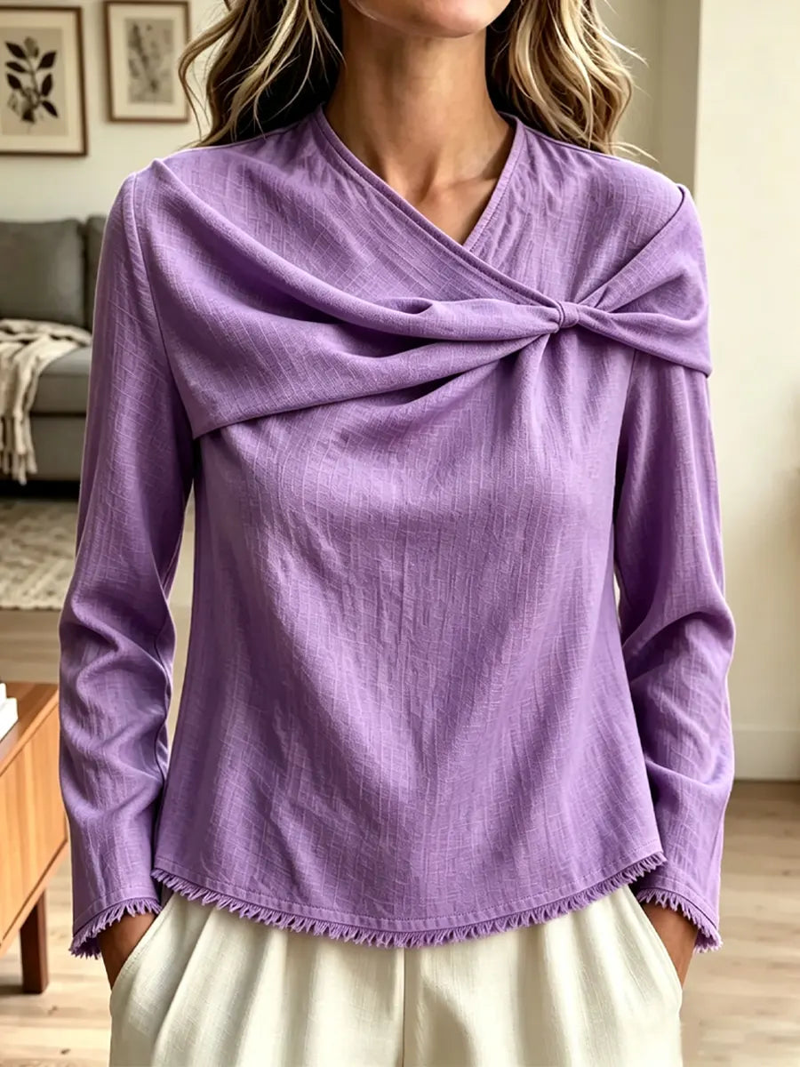 Retro Loose Twisted Art Casual Stylish Long Sleeve Cotton Linen Shirt