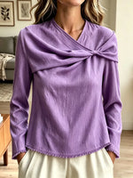 Retro Loose Twisted Art Casual Stylish Long Sleeve Cotton Linen Shirt