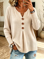 Women's Button-Front Ribbed Knit Sweater