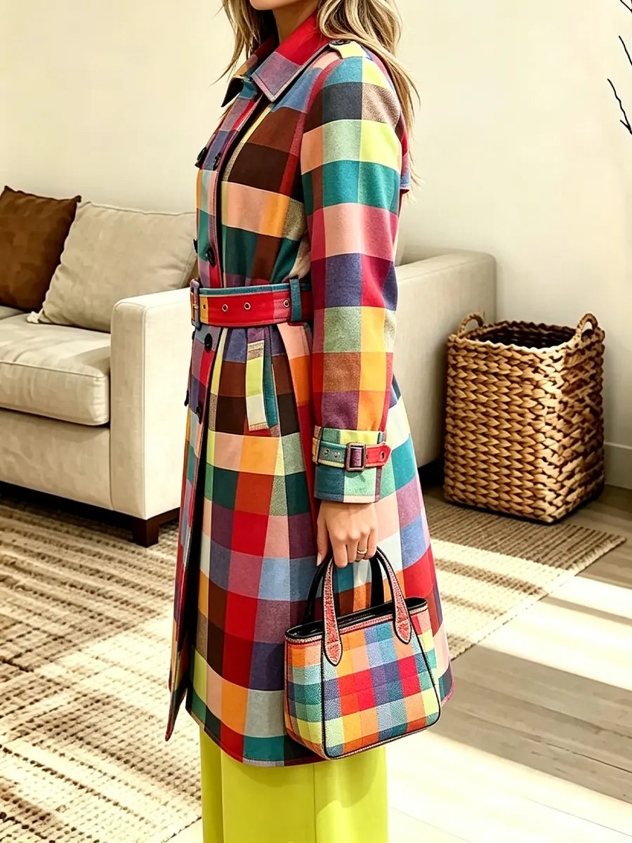 Women's Long Plaid Coat
