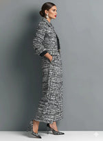 Women Tweed 2 Piece Outfit Collar Cropped Jacket & High Waist Wide Leg Pants Suit Set