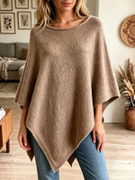 Women's Asymmetrical Hem Cashmere-Blend Poncho Sweater
