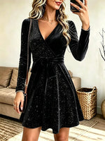 Women's Sexy Bodycon Asymmetrical Sequin V-neck Dress