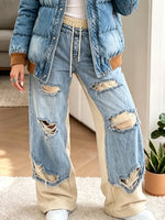 Women's Vintage Elegant Denim Patchwork Pants