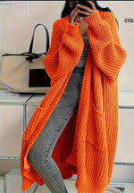 Oversized Long Open Front Knit Cardigan Women Chunky Sweater Coat With Pockets