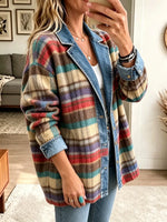 Women's Vintage Denim Patchwork Plaid Jacket