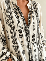 Women's Tribal Print Button-Down Blouse