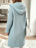 Women's Hooded Knit Button-Down Midi Cardigan