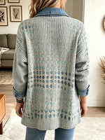 Women's Vintage Geometric Print Denim Jacket