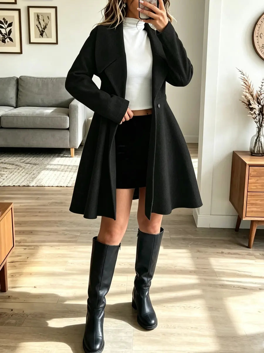 Retro Chic Warm Button Lapel Art Casual Stylish Long Sleeve Coat
