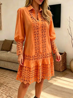 Vintage Elegant Patchwork Openwork Lace Dress
