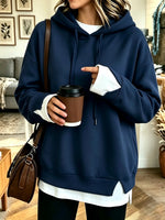 Women's Layered Drawstring Pullover Hoodie