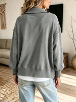Retro Loose Art Casual Slit Side Stylish Long Sleeve Sweatshirt