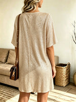 Women's Sequin Short Sleeve Shift Mini Dress