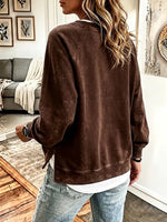 Vintage Elegant Button Patchwork Sweatshirt
