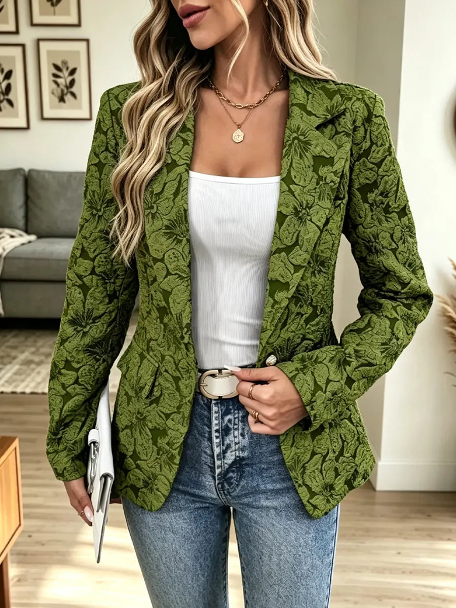 Retro Floral Pattern Art Casual Stylish Long Sleeve Blazer Coat